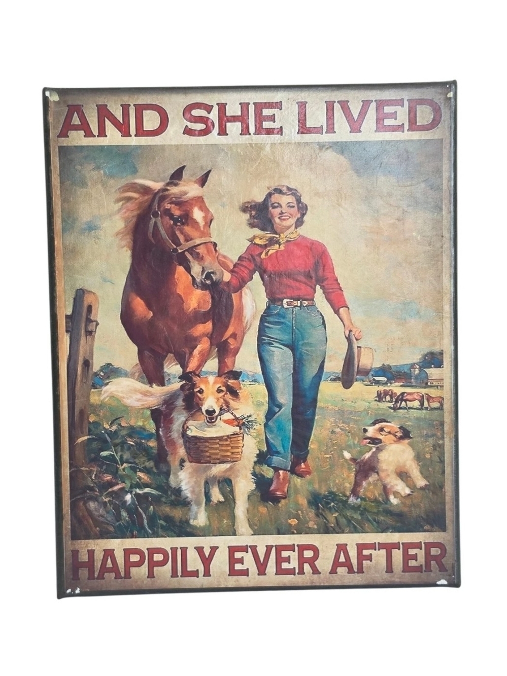 And She Lived Happily Ever After Canvas Print Cowgirl Horse Western Wall Decor